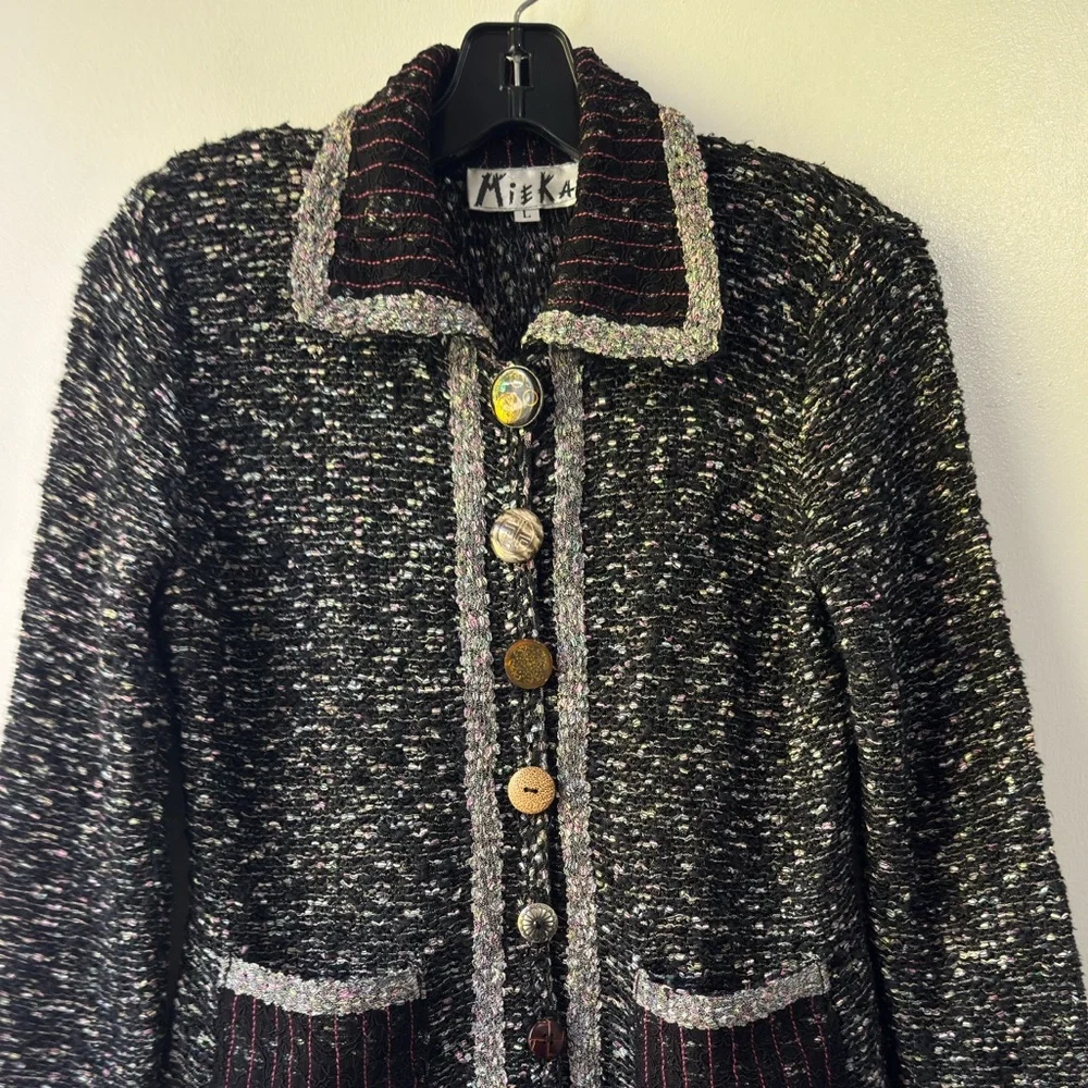 Y2K Vintage Mieka Black and Gray Textured Blazer